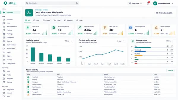 LiftUp · connected business operations hub