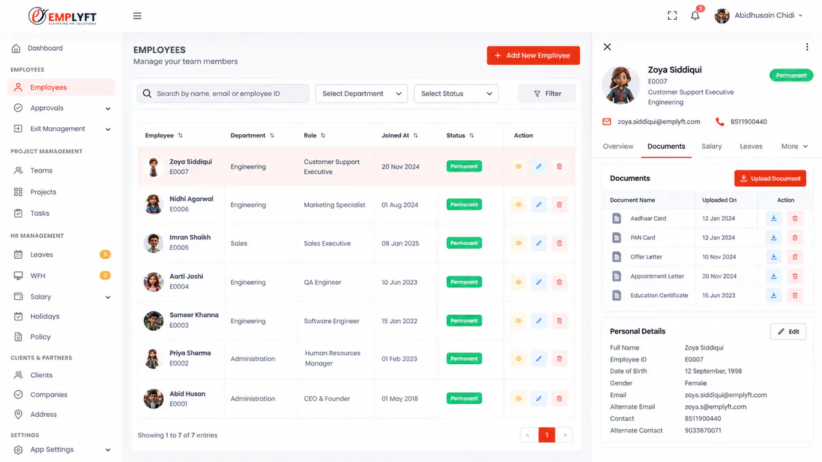 Emplyft people · the employee directory and one profile