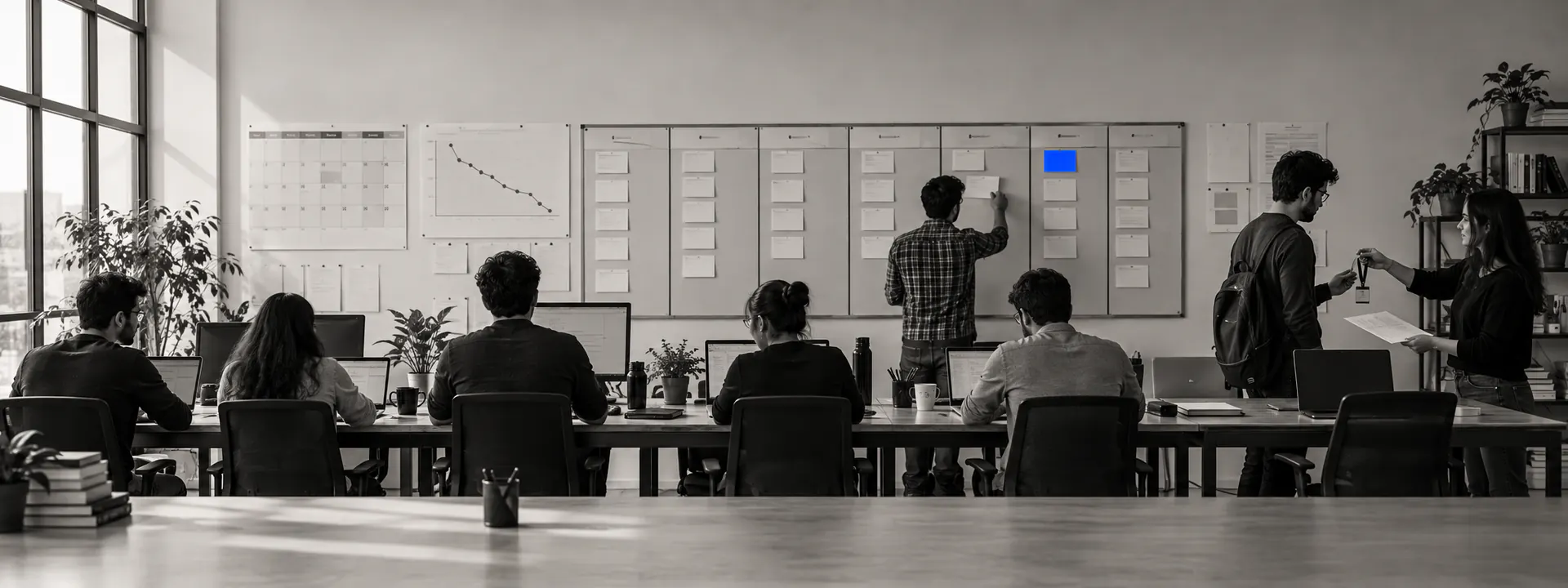 Your team, one shared board, developers joining