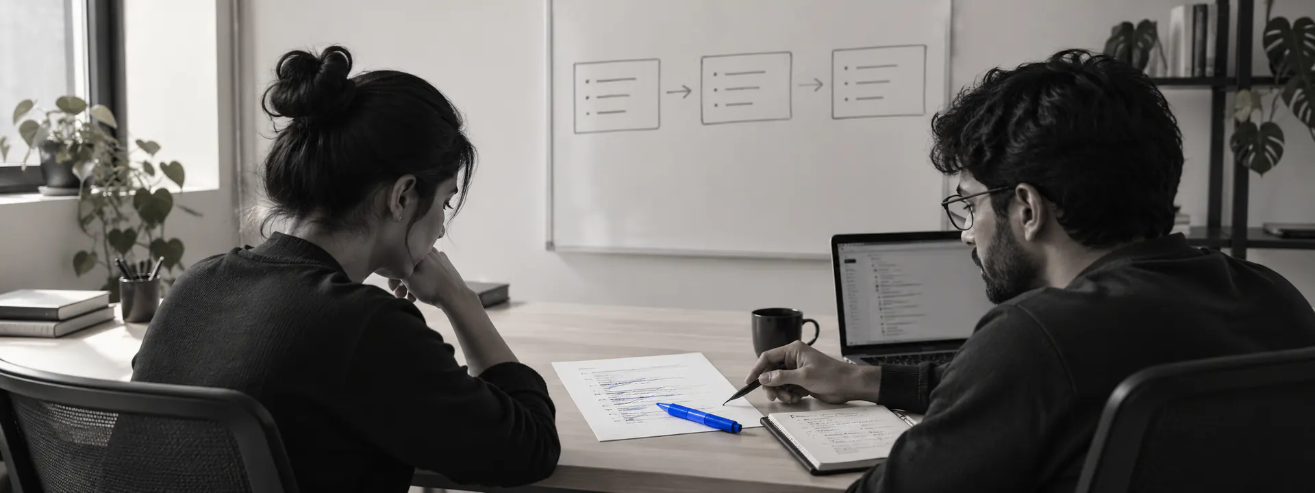 A founder and an engineer scoping the first version at one desk