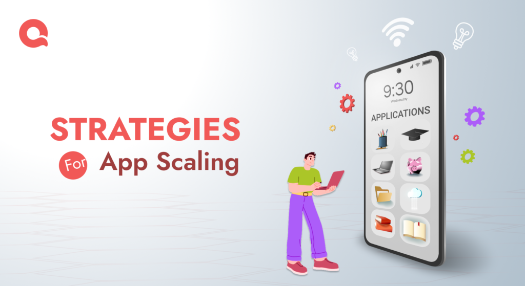 Strategies for App Scaling - A person with a laptop beside a smartphone displaying various application icons.